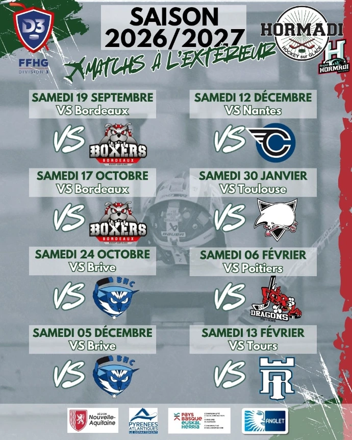 Calendrier D3 2026/2027 extérieur