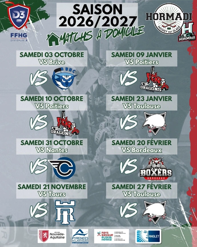 Calendrier D3 2026/2027 domicile