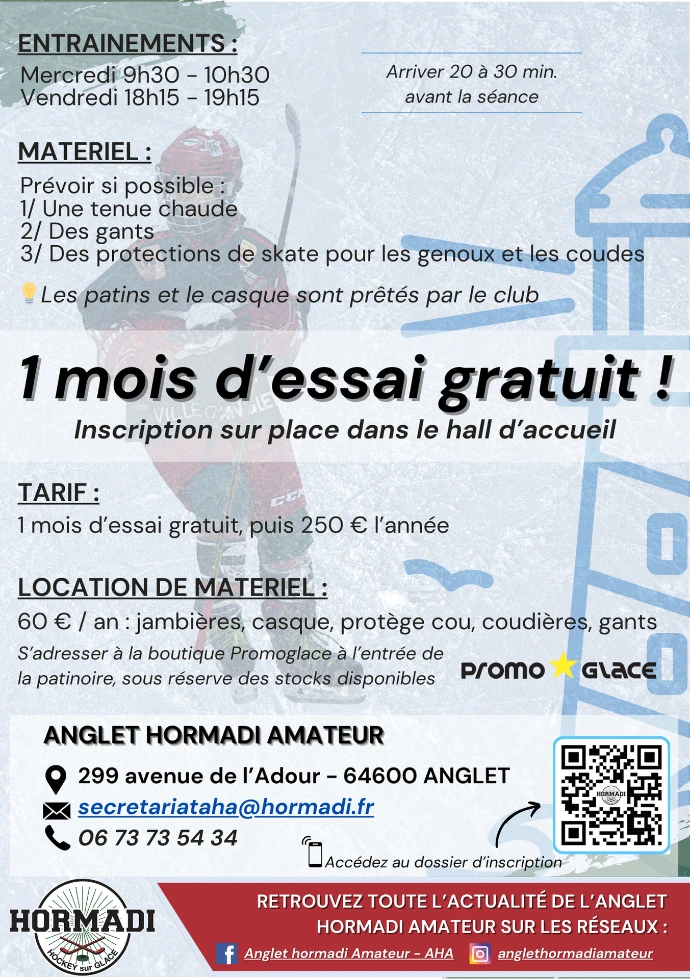 Flyer de l'école de hockey (verso)
